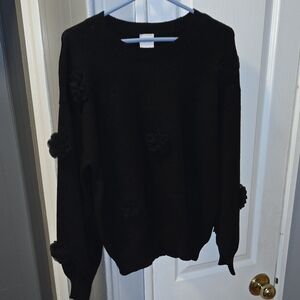Zac & Rachel Black Sweater with Floral Details